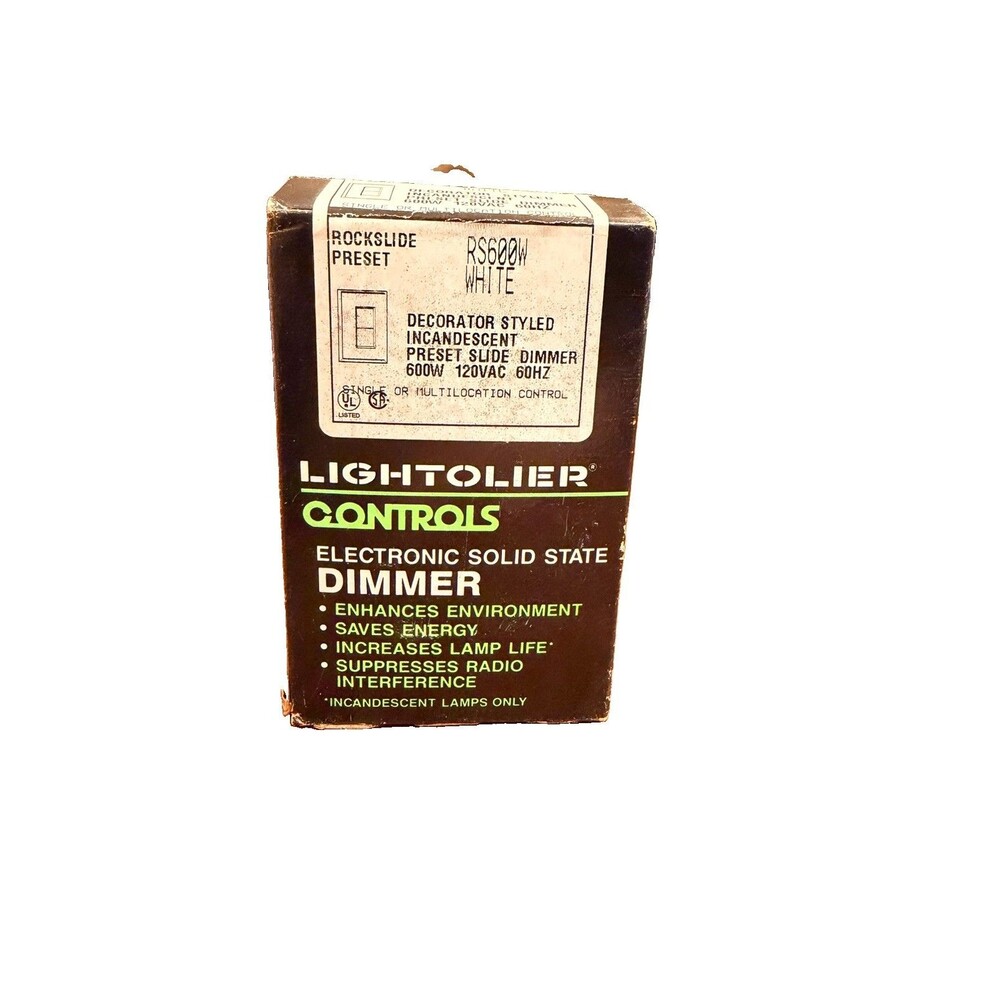 Lightolier RS600W Rockslide Preset Slide Dimmer 600W 120V White Vintage